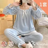 在飛比找momo購物網優惠-【Kosmiya】1套 甜系公主風法蘭絨珊瑚絨睡衣居家服(多