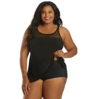 Miraclesuit Plus Size 24W Mirage Black Women's Tankini Top Only New