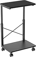 activiva Height Adjustable PC & Printer Storage Stand - Multi-Level Height, Ample Storage, Smooth Casters, Sturdy Design, Supports 40kg/Shelf, Includes Waterproof Desk Mat, Matte Black