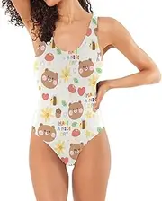 [Joisal] Winter Dogs Snowflakes Cute Corset Swimsuit Backless One Piece Bathing Suits for Women with Bra
