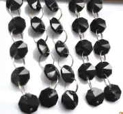 5String 10cm Black 14mm Octagon Bead Crystal Chandelier Lamp Part Prism Ornament