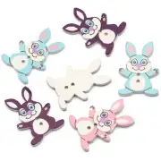 Mixed Rabbit Sewing Craft Wooden Buttons, Wholesale Sewing Craft Supplies, 50Pcs