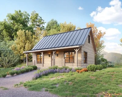 Large Adirondack Cabin w/ Loft Architectural & Construction Plans - PDF Download