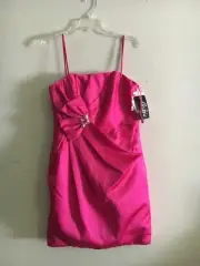 NWT Alexia Designs Size 10 Magenta Prom Ruffle Spaghetti Dress Women Formal Wed