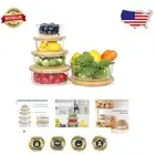 Eco-Friendly 5-Pack Bamboo Glass Meal Prep Containers - Airtight & Versatile