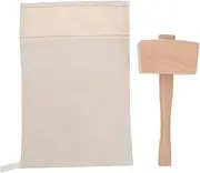 [FUNOMOCYA] 2pcs Canvas Ice Crushing Bag Wood Mallet Ice Hammer for Cocktails Accessories
