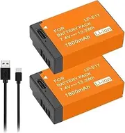 HOMERW 1800mAh LPE17 LP E17 LP-E17 Battery + 2-Slot Dual Charger Compatible for Canon EOS 200D M3 M5 M6 750D 760D T6i T6s 800D RP Kiss X8i SL2(A Style)