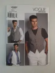 Vogue Sewing Pattern 8987 V8987 Men's Lined Vest 3 styles Pattern Size 34-40 NEW