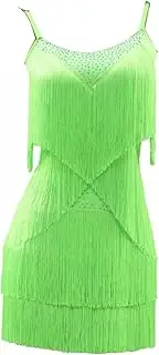 [JRUIA] Women's Latin Dance Dresses with Layered Tassels Cha Cha Ballroom Performance Costumes Breathable Skirt for Samba