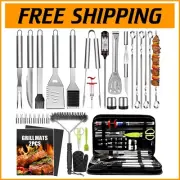 All-In-One BBQ Grilling Tools Set with Thermometer and Grill Mats—Top Quality