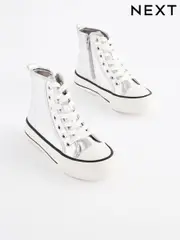 Silver Metallic Chunky High Top Lace-Up Trainers (Q93546) | $26 - $34
