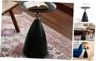 Small Round Black Side Table for Small Spaces, Pedestal Table Modern Couch End