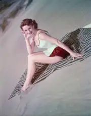 Actress Jeanne Crain At The Beach, Circa 1950 Old Photo