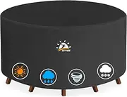 Zettum Round Patio Table Cover Ø120 x 73 CM - 600D Outdoor Furniture Cover Round Waterproof & Heavy Duty, Lawn Furniture Set Covers for Outside Dining Table and Chairs Seating Combo