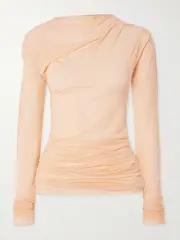 [Dries Van Noten] Dries Van Noten - Draped Stretch-mesh Top - Pink - large large Pink