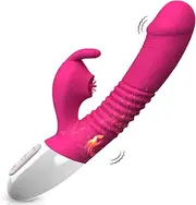 Upgraded G Spot Rabbit Vibrator Dildo with Soft Tongue,Bunny Ears Clit Stimulator for Women, Waterproof Rechargeable Heating Vibrating Dildo Adult Sex Toys & Games with 7 Powerful Vibrations