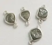 5-7mm Gray Raw Diamond Connector, Gray Rough Diamond, 925 Silver Connector, 1 Pc