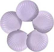 Set of 5 Shell Shape Dessert Plates 15 cm, Small Plates for Appetizers, Reusable Plastic Wedding Cake Plates, Snack Salad Party Serving Plate for Travel Camping Picnic, Purple