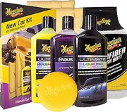 Meguiar's Brilliant Solutions New Car Kit for New Car Owners | Ultimate Wash and Wax, Liquid Wax, High Gloss Tire Gel and Microfiber Essentials