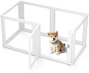 Citylife Clear Acrylic Plastic Dog Playpen Indoor,for Puppy Cat Rabbit Ferret Transparent Pet Pen,Easy Assemble Whelping Crate Kennel Cage Enclosure for Small & Medium Dogs 6 Panels