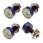 4 Blue Billet Aluminum License Plate Frame Tag Bolts - Revlover Magnum Gun