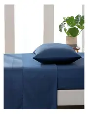 [Essn] 500TC Cotton Sateen Flat Sheet in Navy