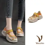 【VECCHIO】真皮娃娃鞋 厚底娃娃鞋/全真皮頭層牛皮網布拼接繽紛色彩厚底休閒娃娃鞋(黃)