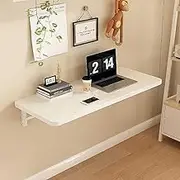 Exquisite Wall Mounted Folding Drop Leaf Table for Home Bar Office Kitchen Dining Fold Down Floating Desk Workbench (White 120 * 40cm)