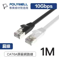 在飛比找Yahoo奇摩購物中心優惠-POLYWELL CAT6A 高速網路扁線 1M