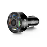 Car Charger Adapter 4 Ports USB Fast Car Charger with LED Light-Black