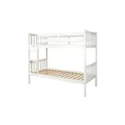 Design Square Wooden Timber Solid Pine Single Size Bunk Bed Frame - White