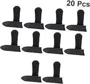 ELAYARD 20 Pcs Sweat Game Finger Covers Breathable Screen Touch Finger Sleeves for Mobile Gaming Elastic Thumb Protectors Oil Slip Design Black Edge