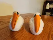 vintage white pelicans salt & pepper shakers