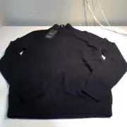 Reiss Men's Quarter-Zip Wool Sweater Black L