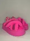 RARE Women Platform Ugg Disco Cross Slide Slipper Shoe Size 7 Taffy Pink