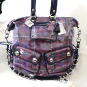 NEW COACH Poppy Tartan XL Sequins Spotlight Tote Shoulder Bag Purse