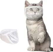 PVC Cat Face Guard,Mesh Transparent Cat Face Guard,PVC Mesh Clear Cat Face Guard,Cat Groom Muzzle Mouth Cat Mouth Guard,Mesh Pet Muzzle Cat Muzzle Mesh PVC Cat Mouth Guard for Prevent Biting,S Size