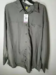 Vintage Cabela's Olive Green Houndstooth Plaid L/S Button Shirt Men's 2XL