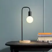 Desk Table Light Bedside Lamp E27 Wooden Base Home Bar Hotel Decor Black