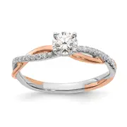 0.40ct. CZ Solid Real 14k White u0026 Rose Gold Engagement Ring