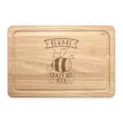 Beware Crazy Bee Man Rectangular Wooden Chopping Board - Funny Cute Bumble