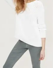 Ann Taylor LOFT Relaxed Springstitch Sweater Pullover Size Medium, Large White