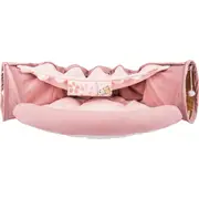 MelPet Cat Bed with Tunnel Large Foldable Soft Cushion Bedding Cherry Pink Washable 2-in-1 Cat Bed Cherry