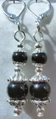 Black Onyx Drop Dangling Lever Back Earrings