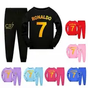 CR7 Ronaldo Kids Print Pyjamas Top+Pants Sets Sleepwear Nightwear Gifts Black 11-12Years