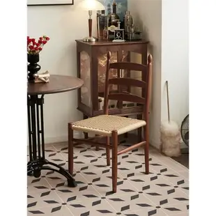 物應夏克餐椅北歐實木中古簡約復古家用藤編椅咖啡店餐廳椅子家具