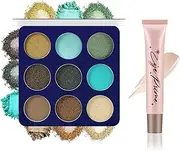 2pcs Eyeshadow Palette with Eye Primer,Waterproof Matte Glitter Eye Shadow,Long Wear Eyeshadow,Highly Pigmented Blue Eye Makeup