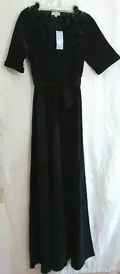 J.P. Kids Navy Blue Velvet Feather Cutout Top Elastic Waist Dress Size 20 NWT