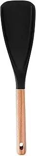 Generic Silicone Turner Spoon with Wooden Handle for Cooking and Serving