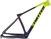 MTB Frame Carbon 27.5er/29er Hardtail Mountain Bike Frame 15''/17''/19'' Disc Brake Discoloration Frame Ultralight Quick Release Axle 135mm，for 27.5/29 Inch Wheels (Color : Green, Size : 27.5x19'')